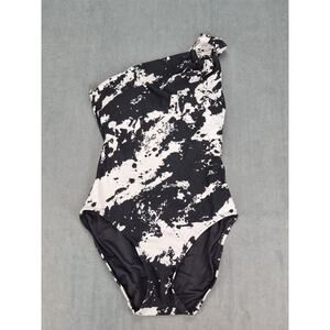 Carmen Marc Swimsuit Black White Valvo Beach O Ring One Shoulder Size 4